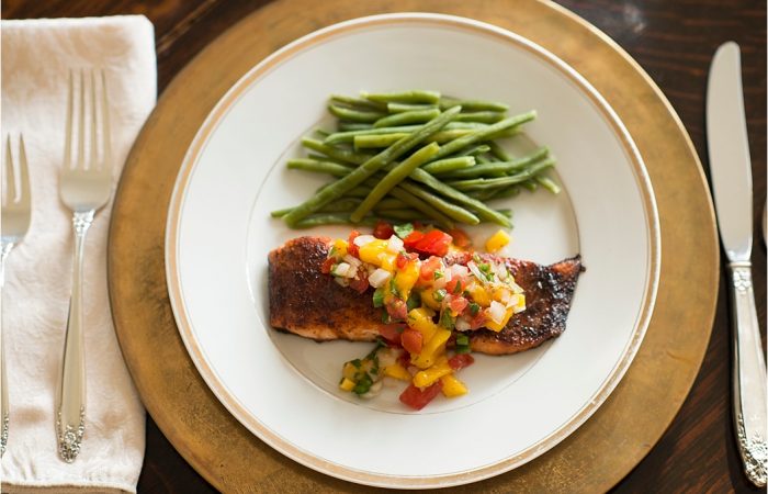 Sweet and Spicy Mexican Salmon with Mango Pico De Gallo